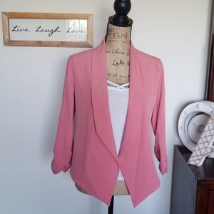 Rose Open Front Collared 3/4 Sleeve Blazer